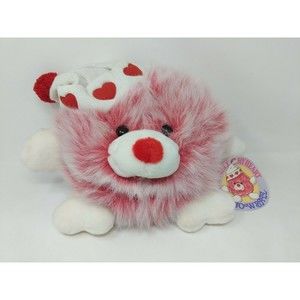 Commonwealth Snowball Pink Heart Puffball Plush VTG‎ 90s 1990s Cute Christmas